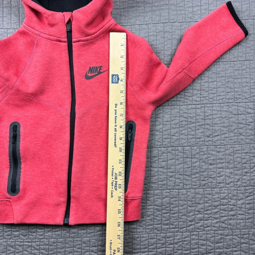 Nike Tech Fleece Kids 5 S 4-5 YRS Full Zip Hoodie Red Black Sportswear Athletic